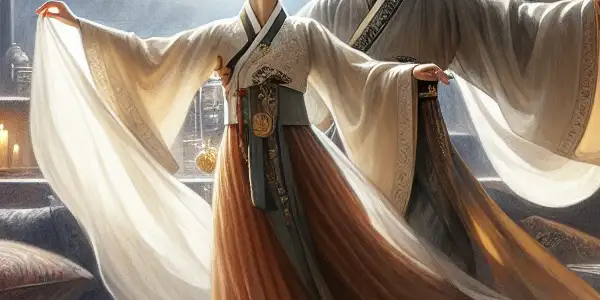 A romantic couple dances under moonlight in a luxurious, candle-lit room, embodying passion and allure.