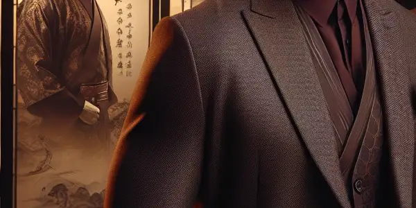 A charismatic Hong Kong male star in a stylish, dimly-lit room with vintage Asian decor, exuding charm and allure.